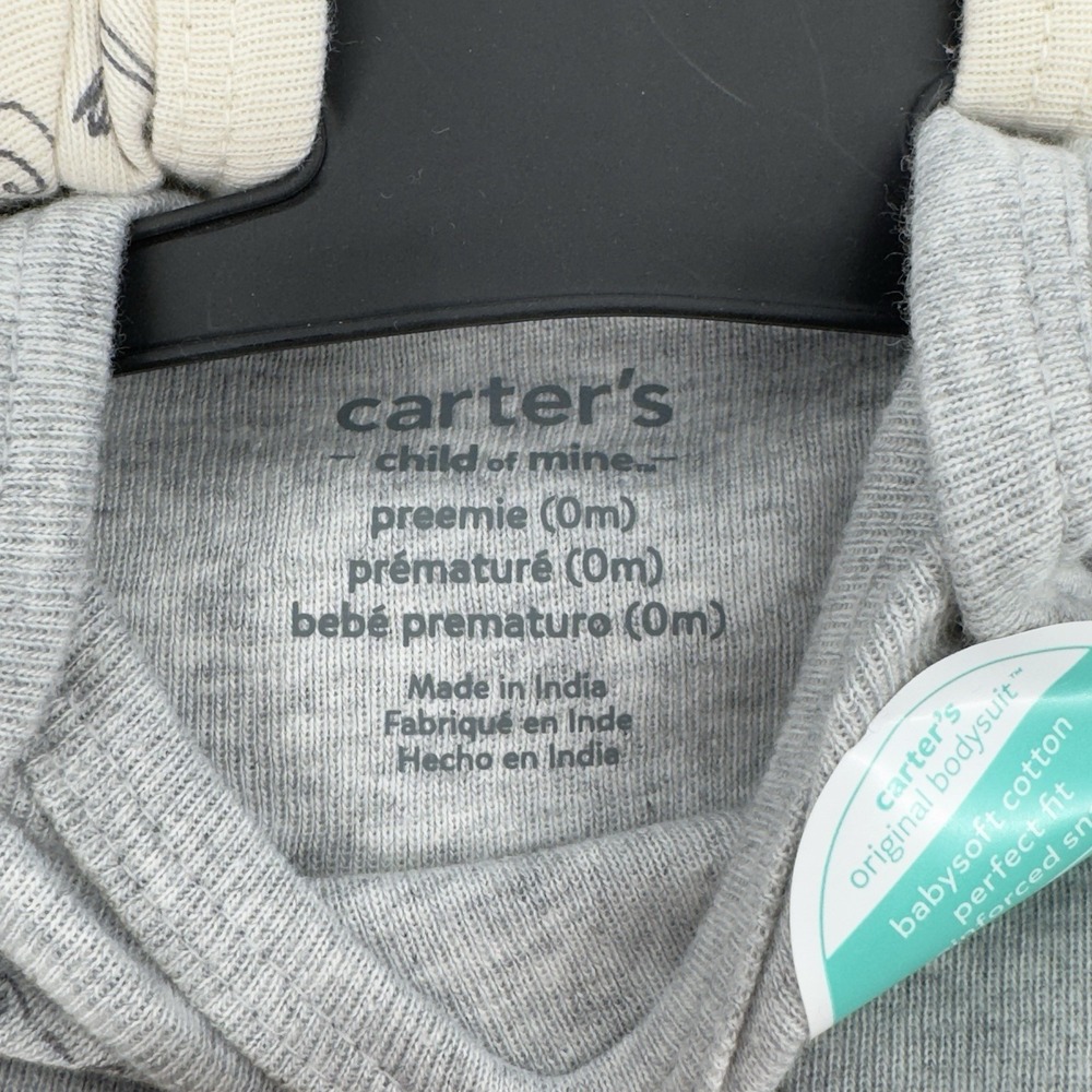 Carter's Preemie 0M Bodysuit Onepiece Set 3pc Neutral Animals Giraffe Baby NEW - Picture 5 of 6
